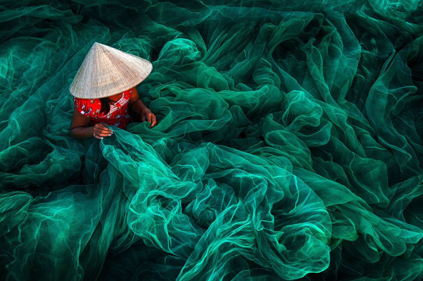Phan Rang, Vietnam Herstellung von Netzen für die Fischerei