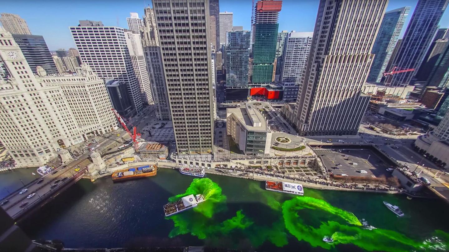 St Patricks Day Zeitraffer Zeigt In Sekunden Wie Sich Der Chicago River Grün Färbt Geo 7780