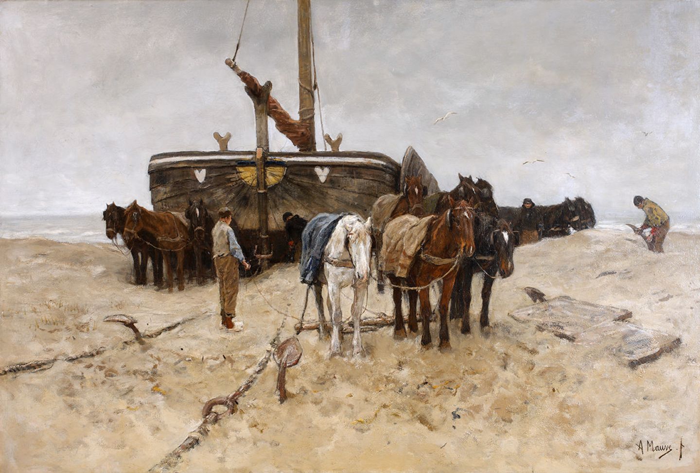 Fischerboot auf dem Strand - 1882