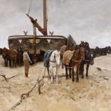 Fischerboot auf dem Strand - 1882