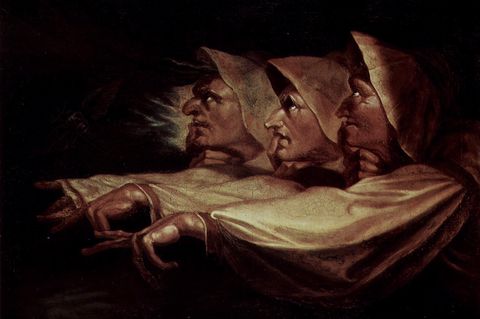 Macbeth - 1040 bis 1057: Shakespeares Version von Macbeth war Vorlage für viele Künstler - in diesem Gemälde von Johann Heinrich Füssli (1783) sind die drei Hexen abgebildet