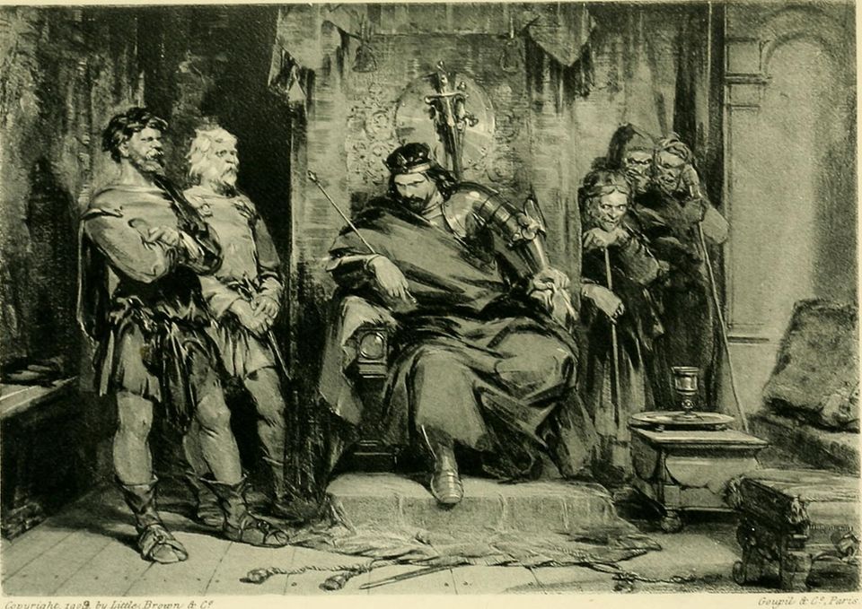 Dichtung und Realität: "Macbeth and the Murderers" (Cattermole) zeigt die erste Szene des dritten Akts - Macbeth plant den Mord an Banquo, König Duncans Heerführer