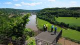 Weser-Skywalk in den Hannoverschen Klippen bei Beverungen, Weserbergland, Nordrhein-Westfalen