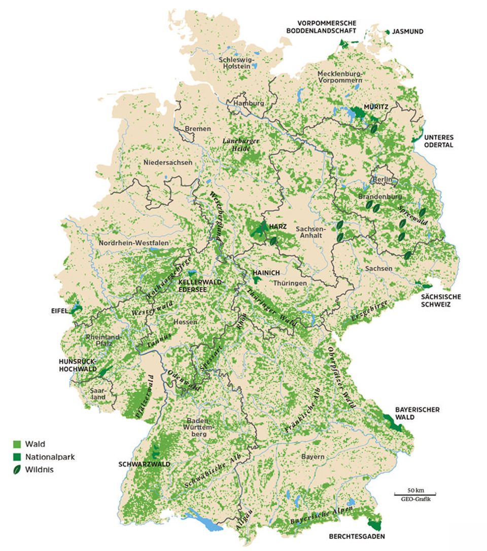 Deutschlandkarte: Wo es in Deutschland noch richtige Wildnis gibt - [GEO]