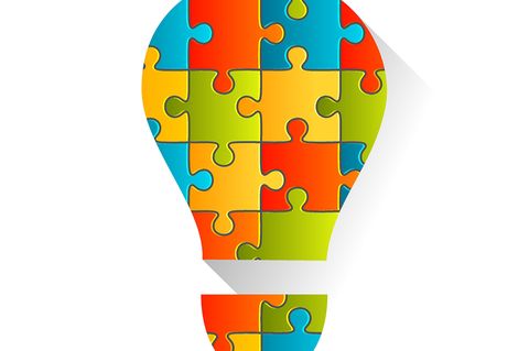 Glühbirne aus Puzzleteilen