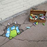 Sluggo Kreidezeichnung von David Zinn