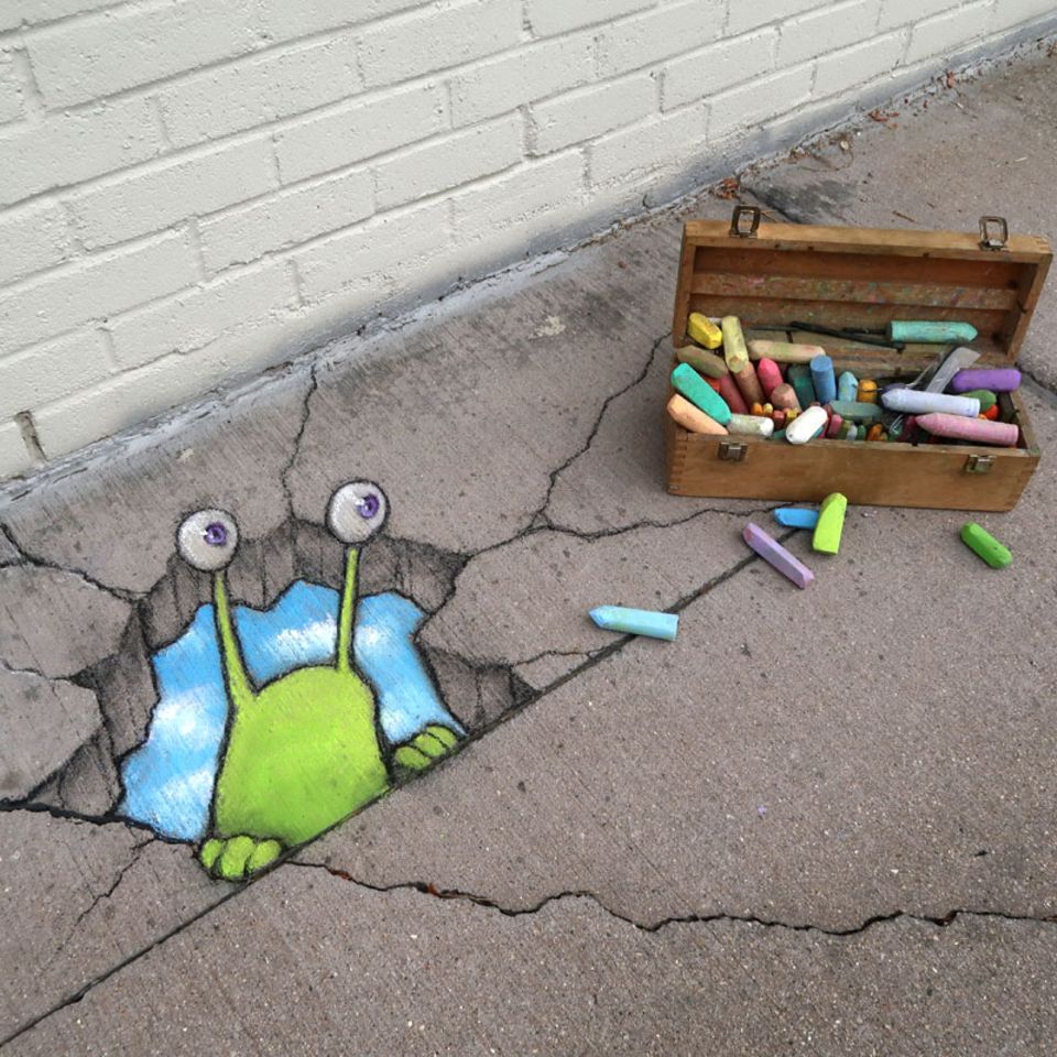 Sluggo Kreidezeichnung von David Zinn
