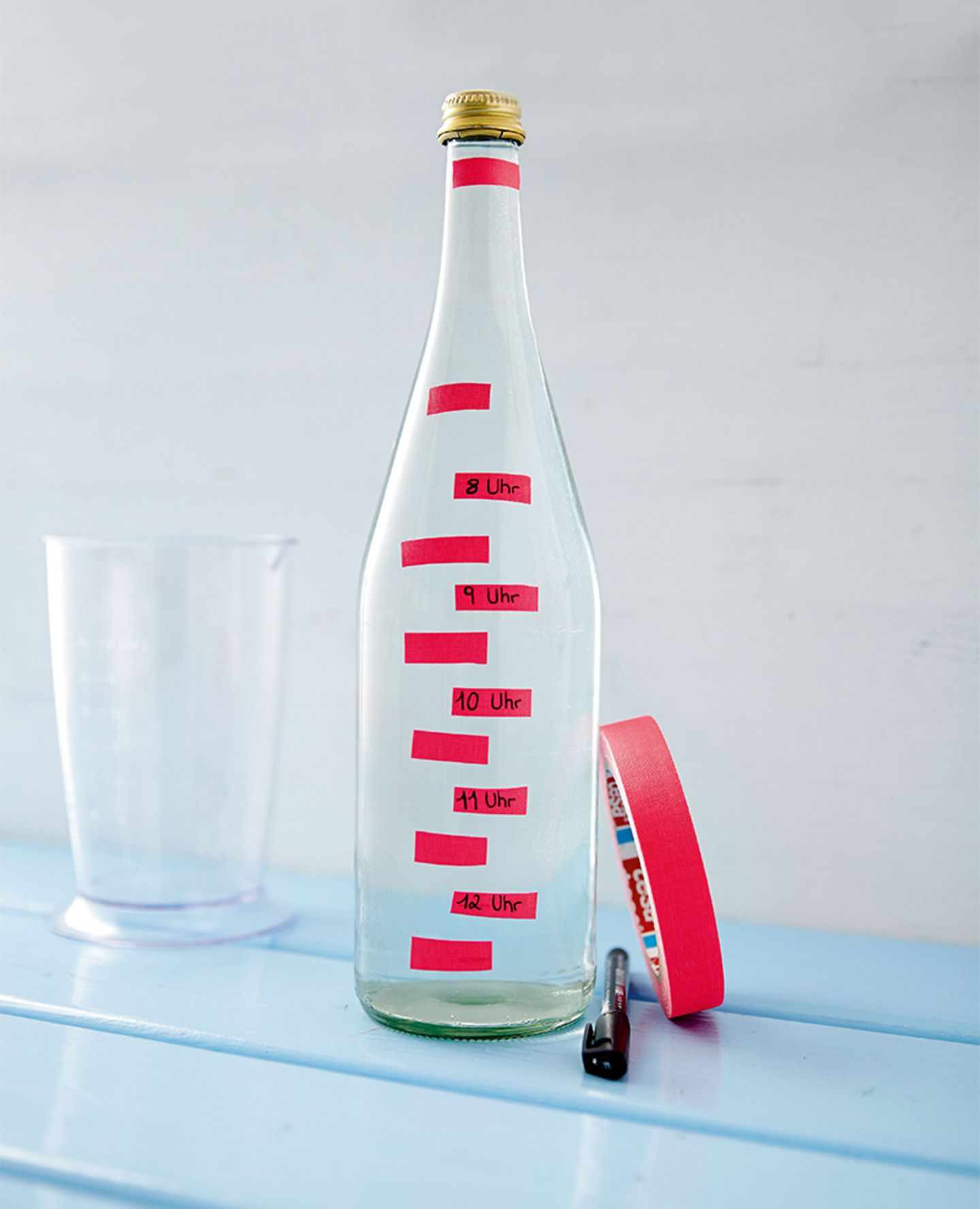 Trinkflasche mit Post-its