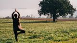 Yoga mit Blick auf die Schrammsteine