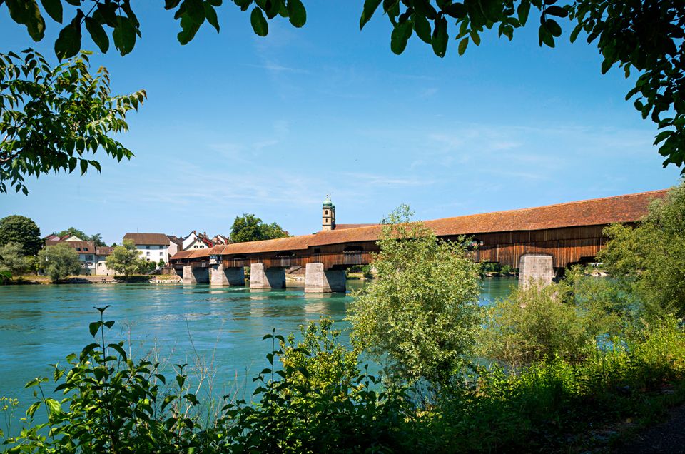 historische Holzbruecke ueber den Rhein, Bad Saeckingen