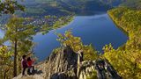 Blick vom Bockfelsen auf die Hohenwartetalsperre der Saale