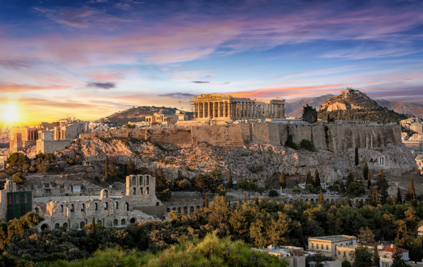 Athen bei Sonnenuntergang