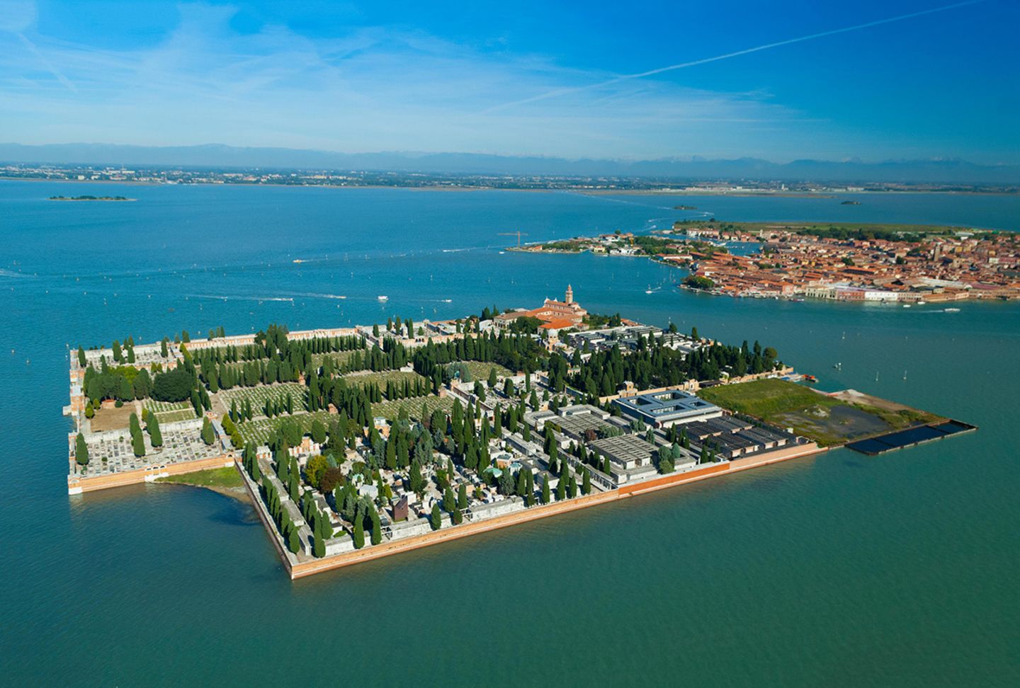 Friedhofsinseln San Cristoforo della Pace und San Michele, Venedig San Michele Island, Venedig, Italien (Insel San Cristoforodella Pace)