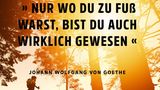 Nur wo Du zu Fuß warst, bist Du auch wirklich gewesen. Johann Wolfgang von Goethe
