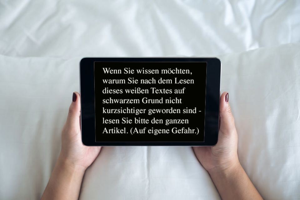Texte auf Tablet