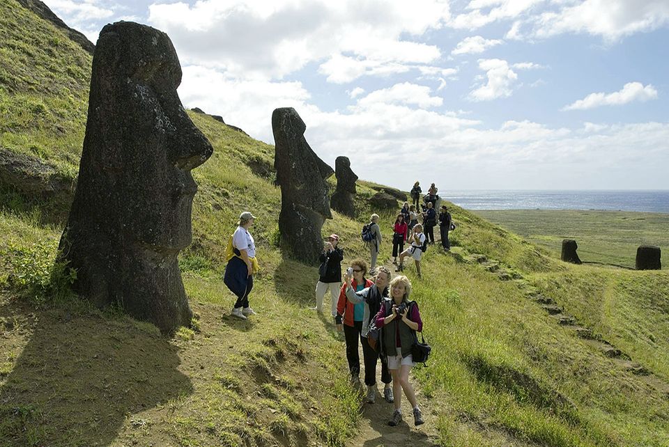 Osterinseln, Moai, Touristen Osterinseln, Moai, Touristen