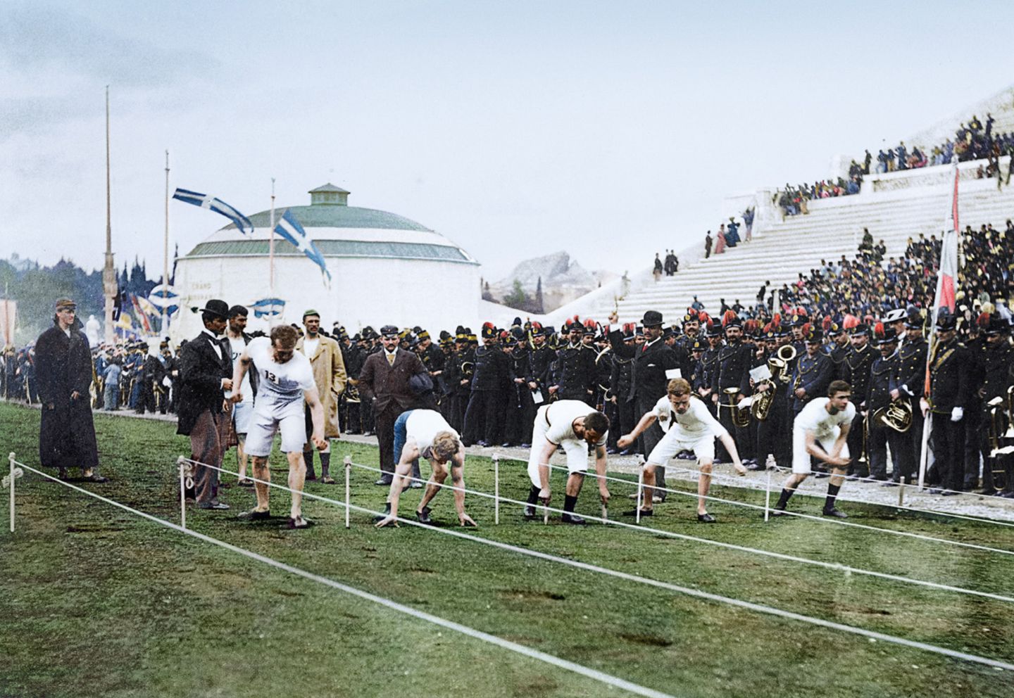 Hundert-Meter-Lauf bei den ersten Olympischen Spielen der Neuzeit 1896 in Athen