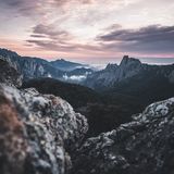 Sonnenaufgang über dem Bavella Tal, Korsika