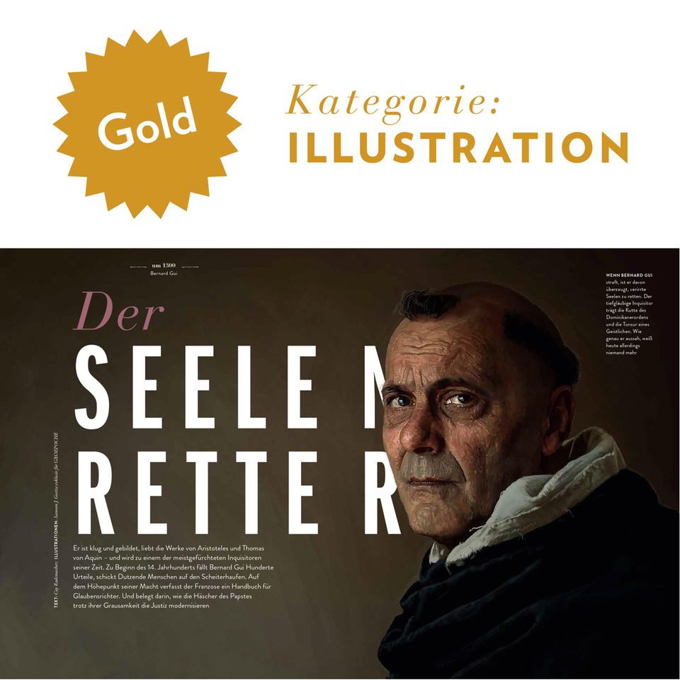 International Creative Media Award: Die prämierten, exklusiv für GEO EPOCHE gefertigten Illustrationen von Samson J. Goetze über den Inquisitor Bernard Gui sind historisch akkurat, erzeugen aber auch psychlogische Tiefe International Creative Media Award: Die prämierten, exklusiv für GEO EPOCHE gefertigten Illustrationen von Samson J. Goetze über den Inquisitor Bernard Gui sind historisch akkurat, erzeugen aber auch psychlogische Tiefe