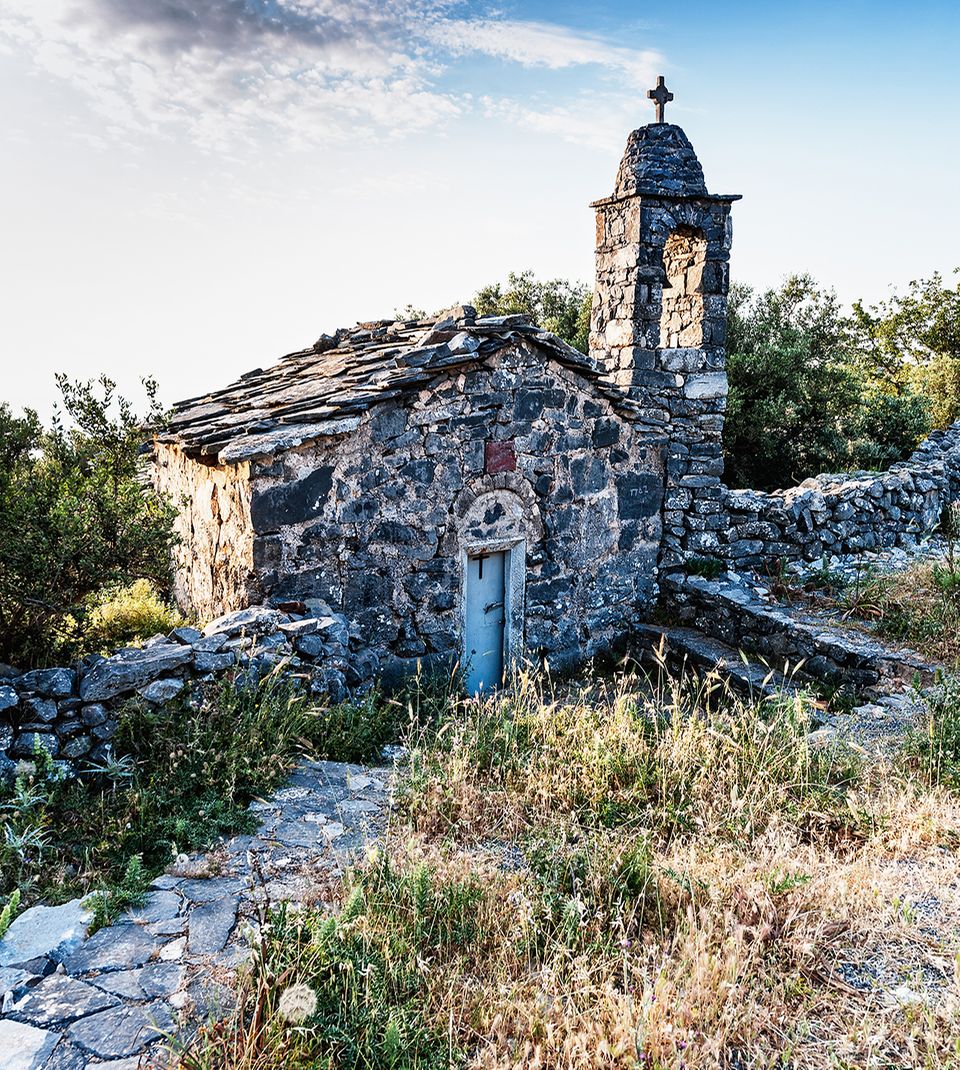 Die Kapelle Agios Nikolaos bei Lagia, in Mani, Griechland