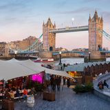 Weihnachtsmarkt, The Scoop and Tower Bridge, South Bank, London