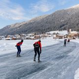 Schlittschuhläufer, Techendorf, Weißensee, Kärnten, Österreich