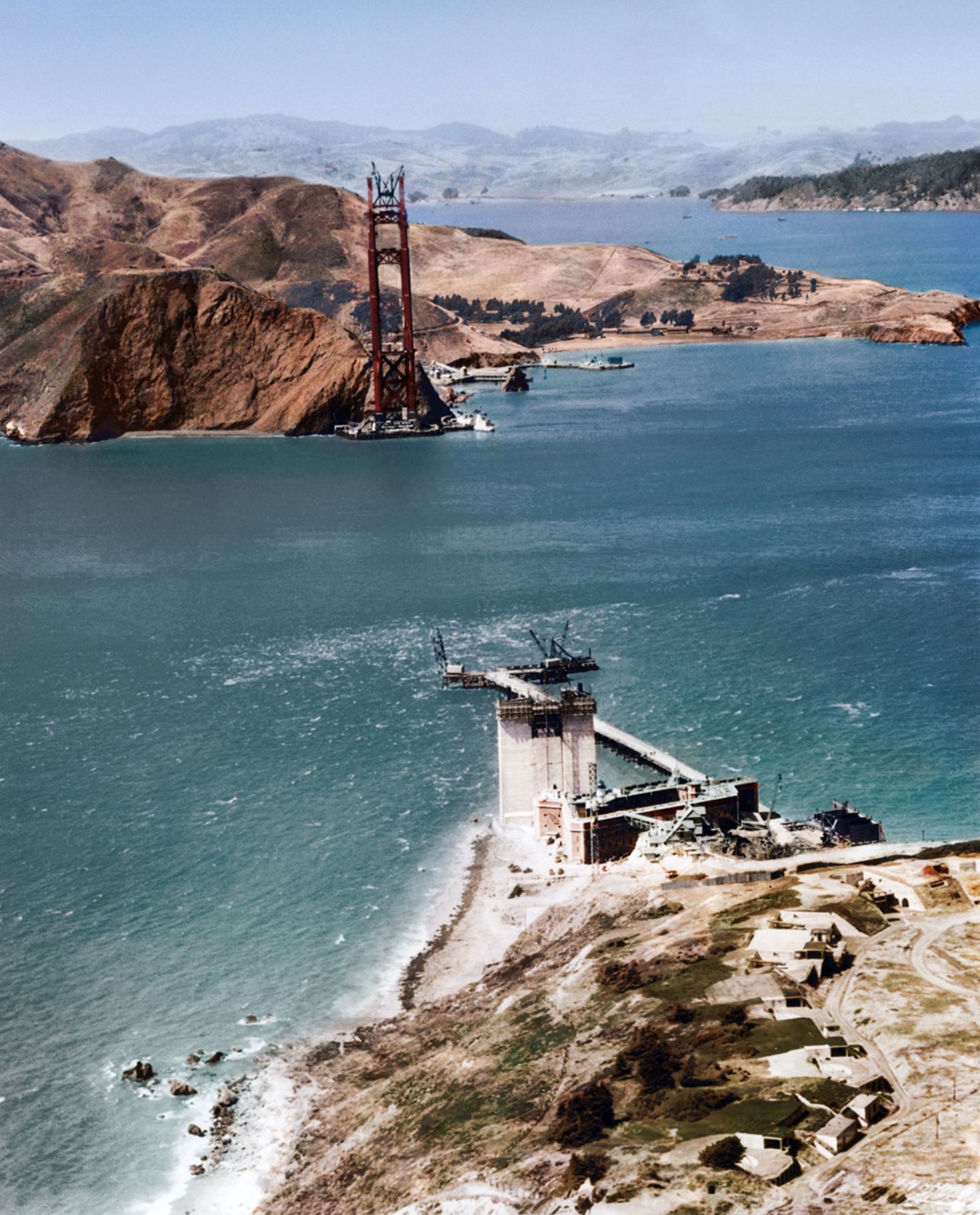 16. Juli 1934: während des Baus der Golden Gate Bridge