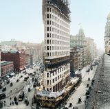 Um 1902: Bau des Flatiron Building in New York