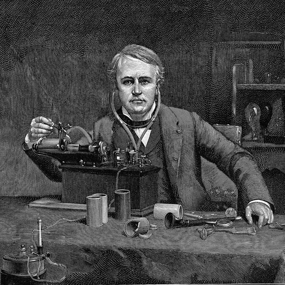 Eidson vor seinem Phonograph