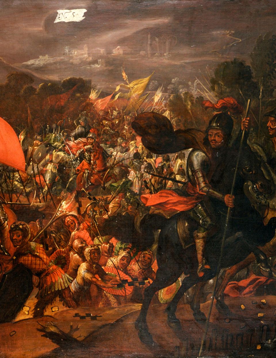 Eroberung des Aztekenreichs: Beim Versuch, sich den Weg aus Tenochtitlan freizukämpfen, erleiden die Konquistadoren ein militärisches Fiasko. Mitten im Chaos des Rückzugs: Cortés, gleich rechts unterhalb dieser Zeilen – heroisch wie immer