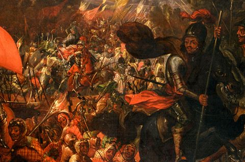 Eroberung des Aztekenreichs: Beim Versuch, sich den Weg aus Tenochtitlan freizukämpfen, erleiden die Konquistadoren ein militärisches Fiasko. Mitten im Chaos des Rückzugs: Cortés, gleich rechts unterhalb dieser Zeilen – heroisch wie immer