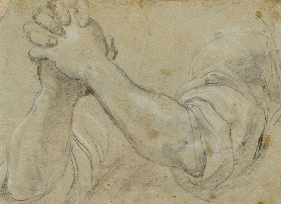 Reisetipps: Annibale Carracci, Arme mit gefalteten Händen, um 1585–1590, Naturstudie zu dem verschollenen Gemälde Die Rückkehr des verlorenen Sohnes - zu sehen in der Ausstellung "Am Anfang war die Zeichnung. Formen und Funktionen seit der Renaissance“ in der Kunsthalle Bremen Reisetipps: Annibale Carracci, Arme mit gefalteten Händen, um 1585–1590, Naturstudie zu dem verschollenen Gemälde Die Rückkehr des verlorenen Sohnes - zu sehen in der Ausstellung "Am Anfang war die Zeichnung. Formen und Funktionen seit der Renaissance“ in der Kunsthalle Bremen