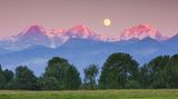 Alpenglow am Gipfel von Eiger, Mönch & Jungfrau