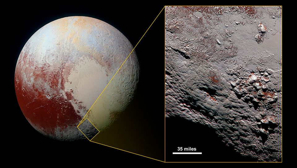 1930: Entdeckung von Pluto durch Clyde Tombaugh Pluto mit einem Eisvulkan