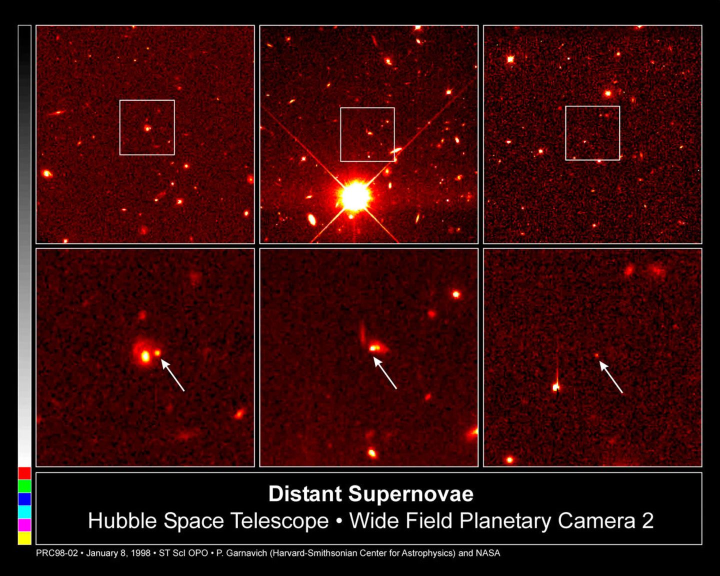 Aufnahmen entfernter Supernovae des Hubble Space Telescope