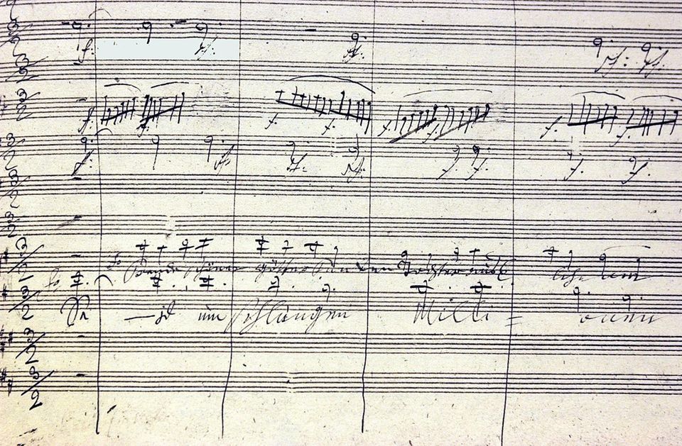 Neue Studie : «Seid umschlungen, Millionen» ist in Berlin auf einem Faksimile der Neunten Sinfonie von Ludwig van Beethoven zu lesen.