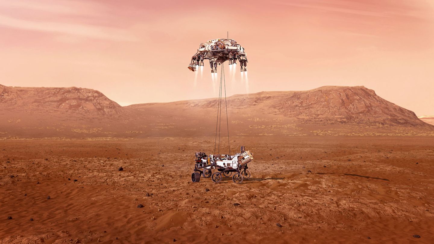 Nasa-Rover «Perseverance» bei der Landung auf dem Mars