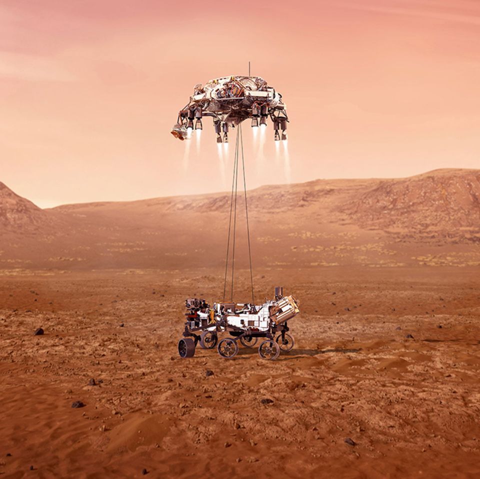 Nasa-Rover «Perseverance» bei der Landung auf dem Mars