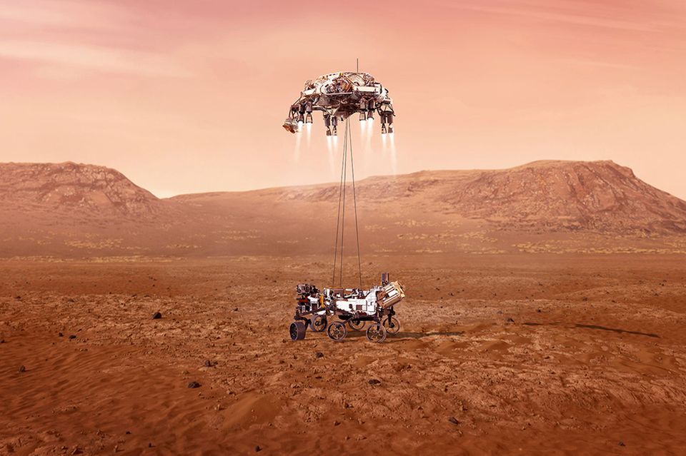 Nasa-Rover «Perseverance» bei der Landung auf dem Mars