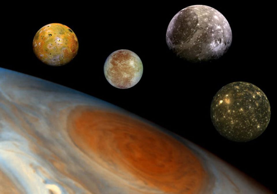 Der Jupiter ist im Vergleich zu seinen Monden riesig