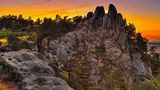 Teufelsmauer Harz bei Blankenburg im Sonnenuntergang