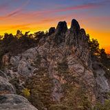 Teufelsmauer Harz bei Blankenburg im Sonnenuntergang