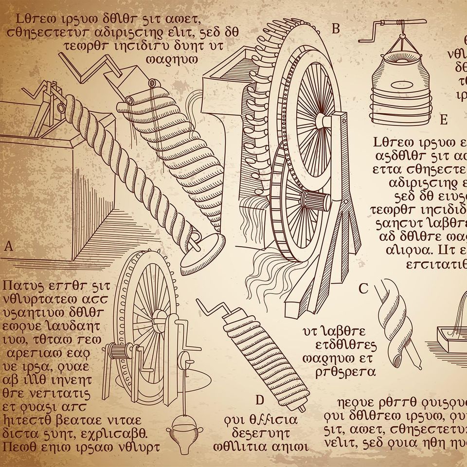 Skizzen des Tüftlers Leonardo Da Vinci
