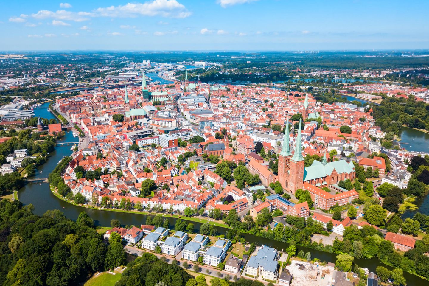 Blick auf Lübeck aus der Vogelperspektive