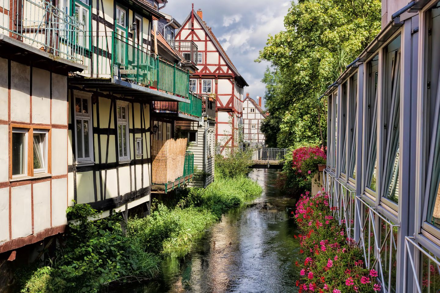 Salzwedel Kanal mit Fachwerkhäusern in Salzwedel
