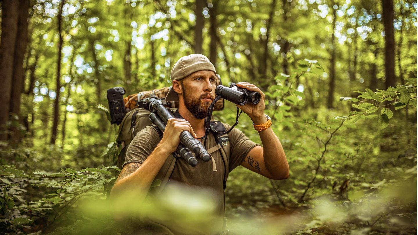 Robert Marc Lehmann auf Expedition im Wald