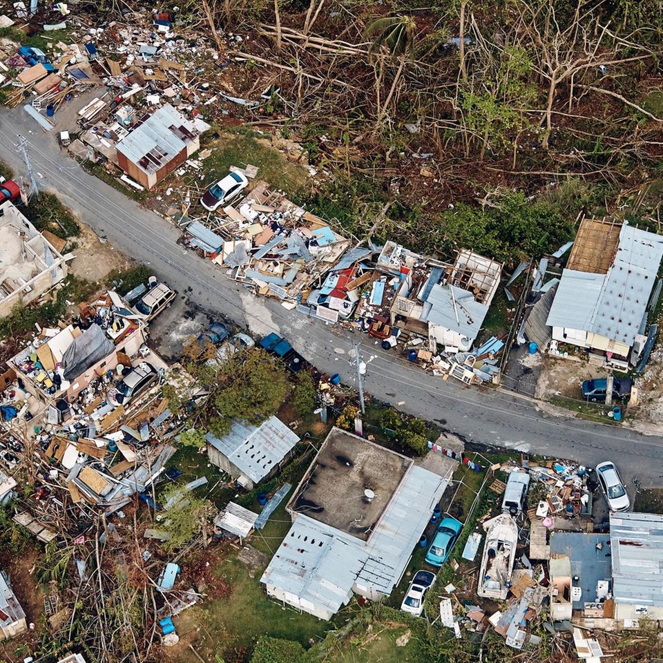 Katastrophale Saison: Im Jahr 2017 richten "Irma" und neun weitere Stürme Schäden in Milliardenhöhe an (hier "Maria" in Puerto Rico)
