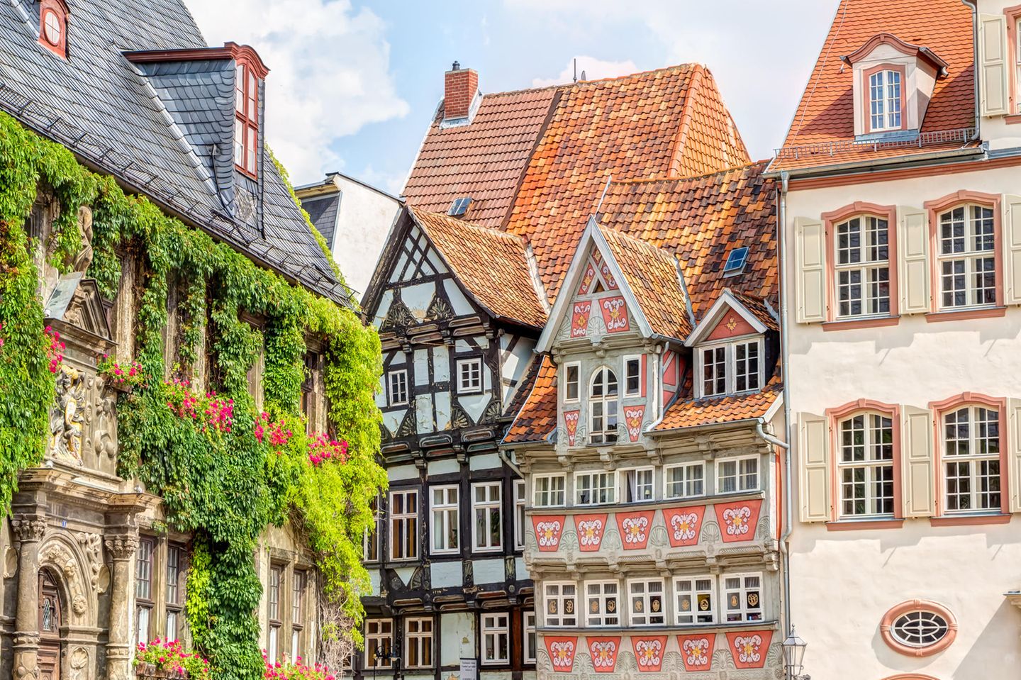 Hausfassaden in der Altstadt von Quedlinburg