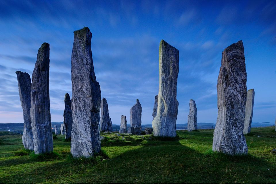 The Callanish Stones (or "Callanish I"), Clachan Chalanais or Tursachan Chalanais in Gaelic, are situated near the village of Callanish (Gaelic: Calanais) on the west coast of the isle of Lewis, in the Outer Hebrides (Western Isles), Scotland ( 58°11?51...