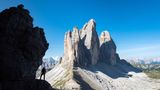 Vajolettürme in den Dolomiten mit Wanderer